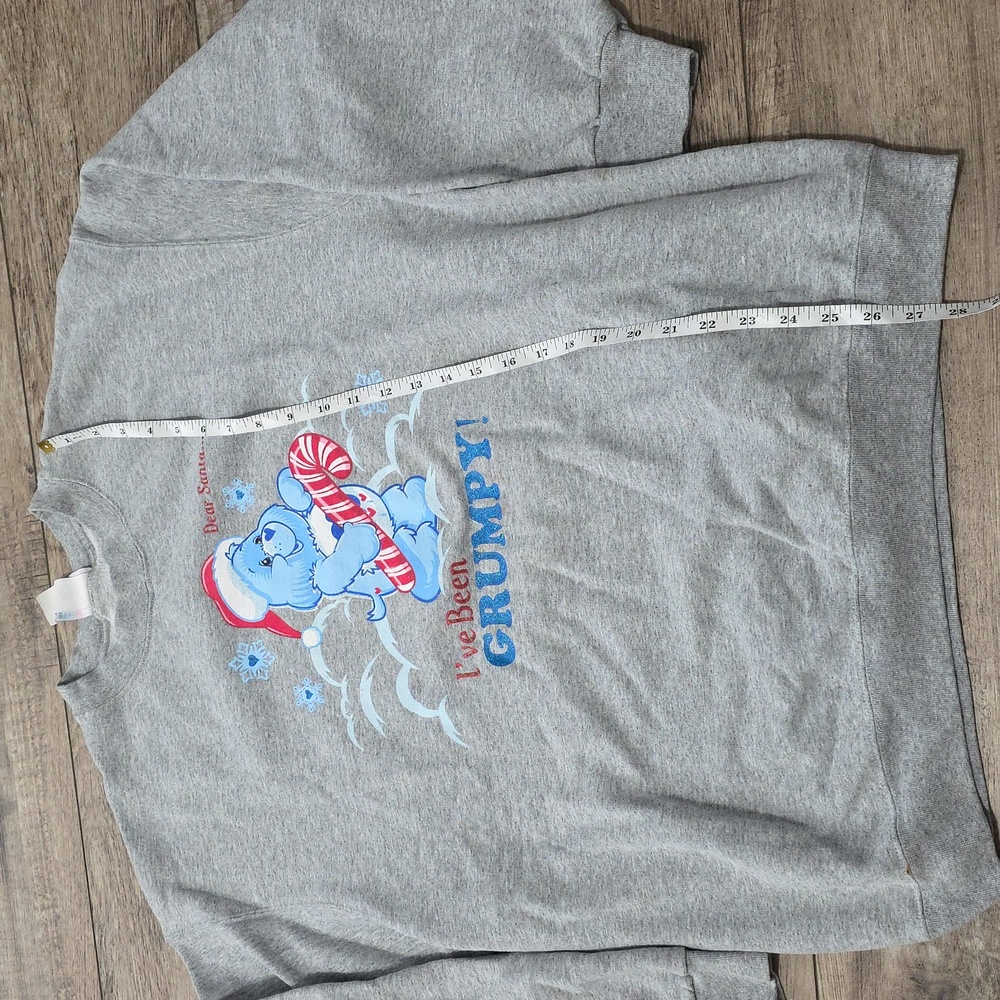 Vintage Y2K 2004 Care Bears Womens Christmas Grumpy Bear Sweatshirt Gray - Picture 3 of 9
